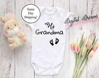 hi grandma, Pregnancy reveal baby grow bodysuit vest, new baby announcement ciao grandma