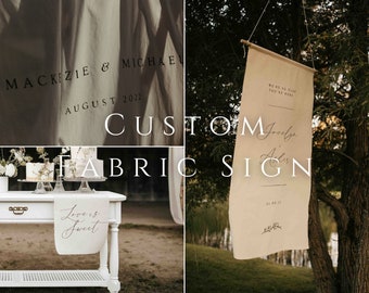 Fully Custom Fabric Sign | Wedding Welcome Sign | Fabric Bar Menu | Seating Chart | Linen Sign for Weddings