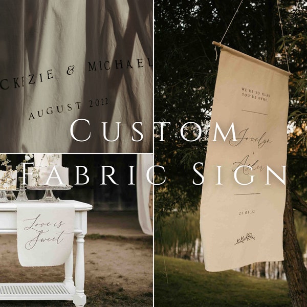 Fully Custom Fabric Sign | Wedding Welcome Sign | Fabric Bar Menu | Seating Chart | Linen Sign for Weddings