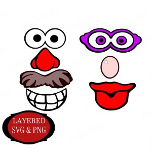 Archivo SVG, archivo de corte Cricut, archivo PNG, Sr. y Sra. Potato Head cara SVG