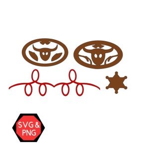 SVG ファイル、Cricut カット ファイル、PNG ファイル、ジェシー ベルト、ウッディ ベルト、ジェシー ロープ アウトライン、ウッディ バッジ、ジェシー アクセサリー、ウッディ アクセサリー
