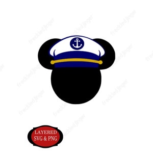 Fichier SVG, Fichier de coupe Cricut, Fichier PNG, Oreilles de marin Mickey, Oreilles de ligne de croisière, Chapeau de marin, Sailor Mickey