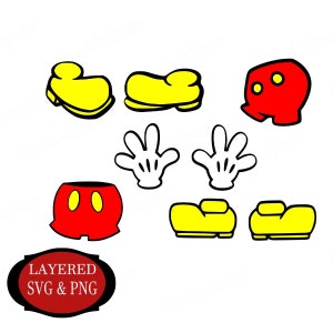 SVG file, Cricut cut file, PNG file, Mickey Accessories SVG, Mickey Mouse shoes, Mickey Mouse pants