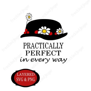 SVG-bestand, Cricut cut-bestand, PNG-bestand, Mary Poppins hoed, Mary Poppins, praktisch perfect