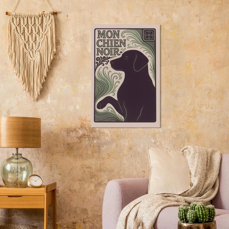 Mon Chien Noir - Black Labrador Art Print | Art Nouveau Dog Poster | MonChienNoir image 5