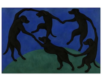 The Lab Dance - Black Labrador Art Print | Matisse-Inspired Wall Art | MonChienNoir