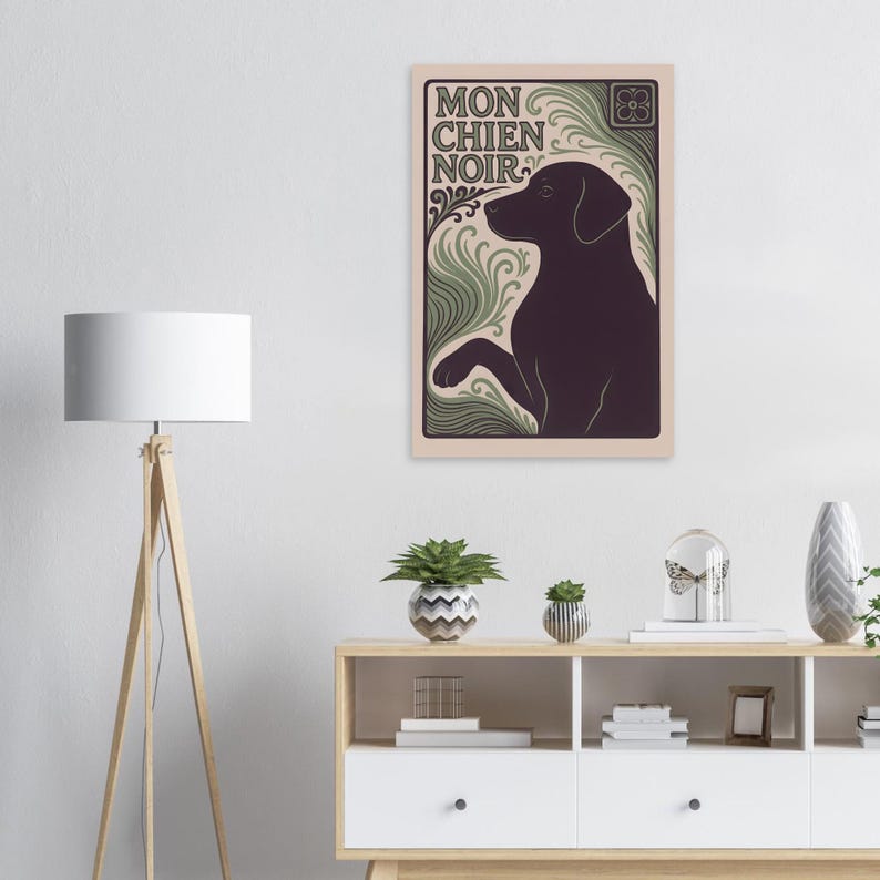 Mon Chien Noir - Black Labrador Art Print | Art Nouveau Dog Poster | MonChienNoir image 6