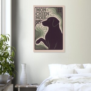 Mon Chien Noir - Black Labrador Art Print | Art Nouveau Dog Poster | MonChienNoir image 2