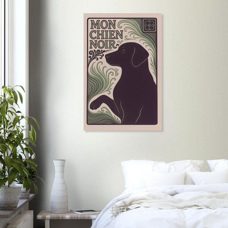 Mon Chien Noir - Black Labrador Art Print | Art Nouveau Dog Poster | MonChienNoir image 2