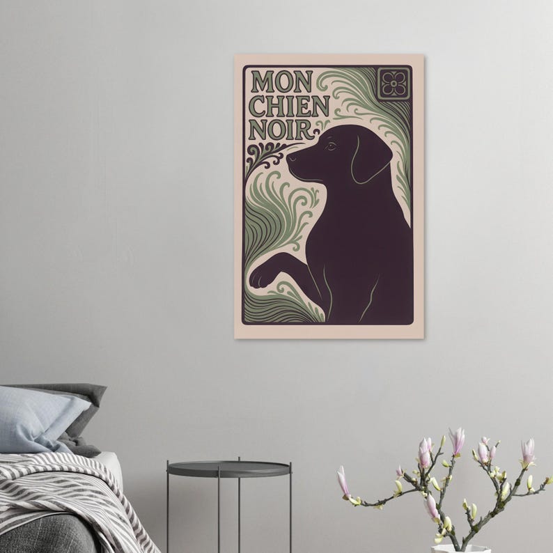 Mon Chien Noir - Black Labrador Art Print | Art Nouveau Dog Poster | MonChienNoir image 7