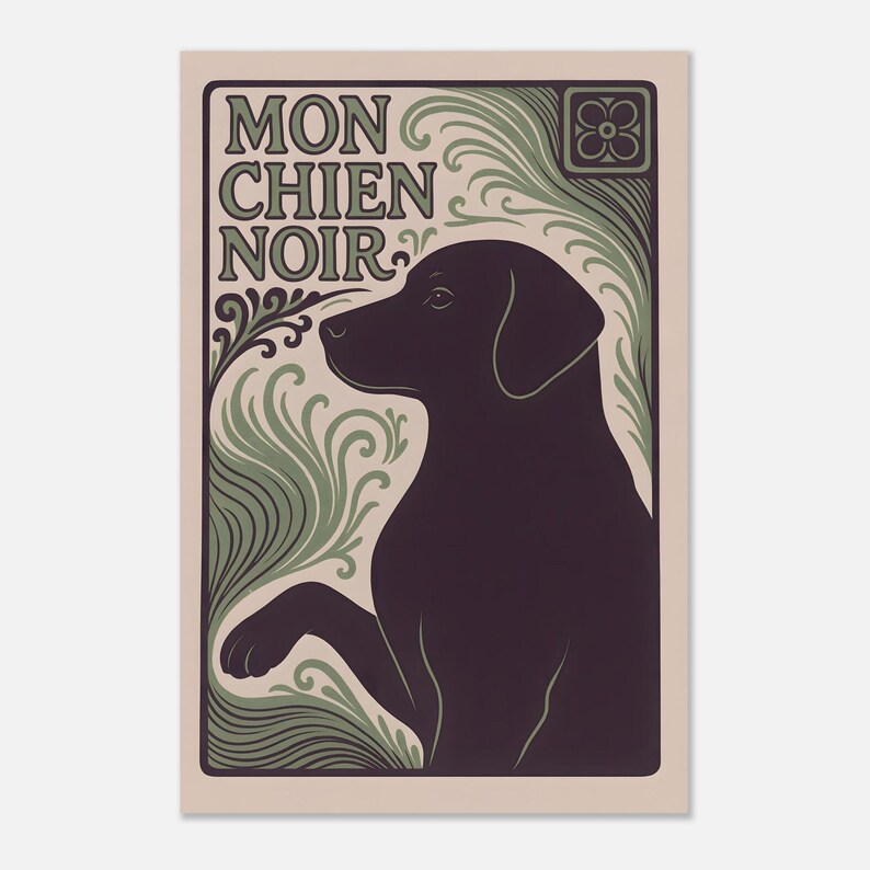Mon Chien Noir - Black Labrador Art Print | Art Nouveau Dog Poster | MonChienNoir image 8