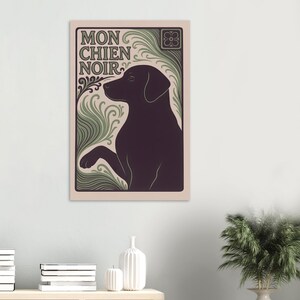 Mon Chien Noir - Black Labrador Art Print | Art Nouveau Dog Poster | MonChienNoir image 3