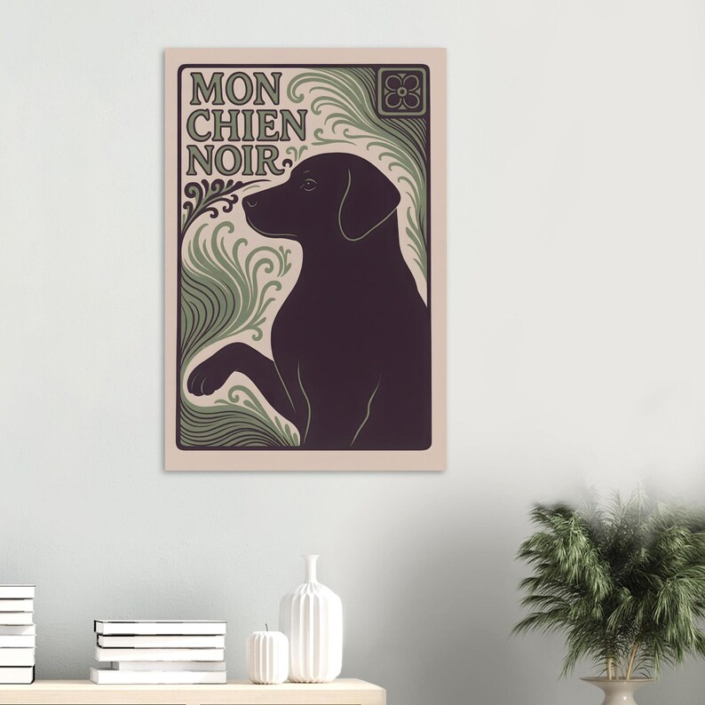 Mon Chien Noir - Black Labrador Art Print | Art Nouveau Dog Poster | MonChienNoir image 3