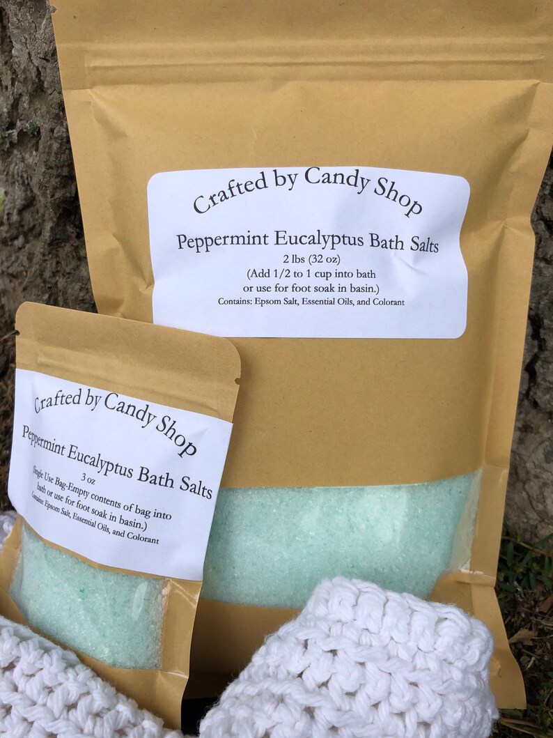 Peppermint Eucalyptus Bath Salts Epsom Salt Soak Resealable Etsy