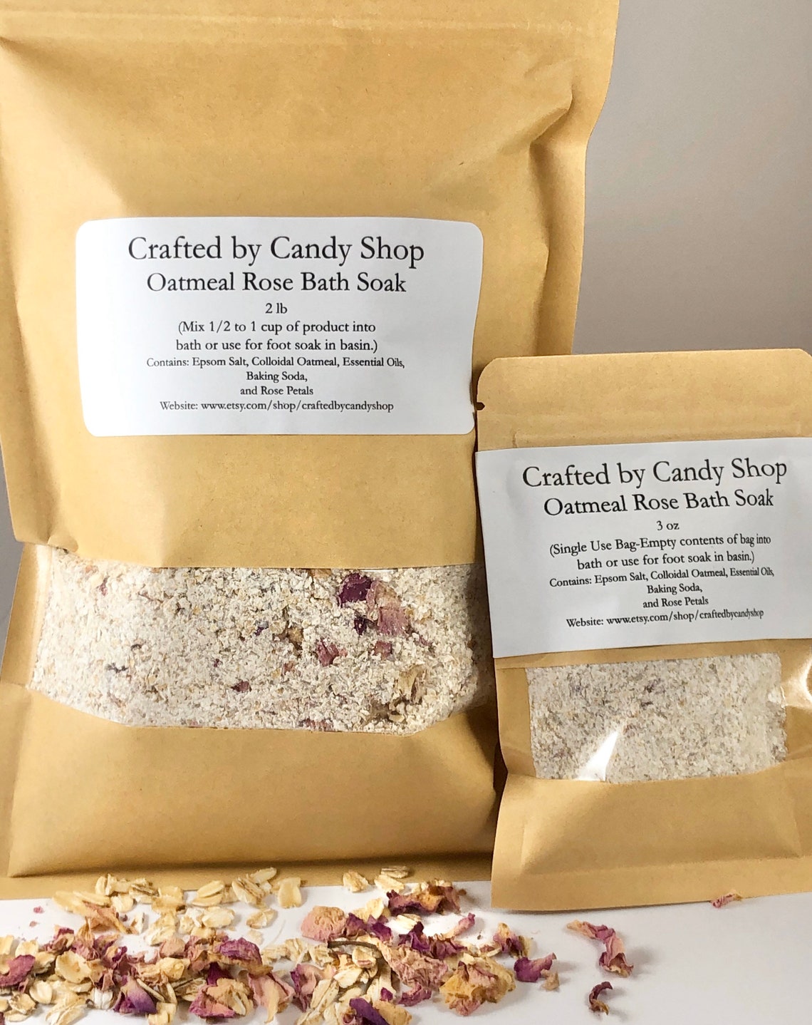 Oatmeal Rose Bath Soak Bath Salts Resealable Bag Epsom Etsy