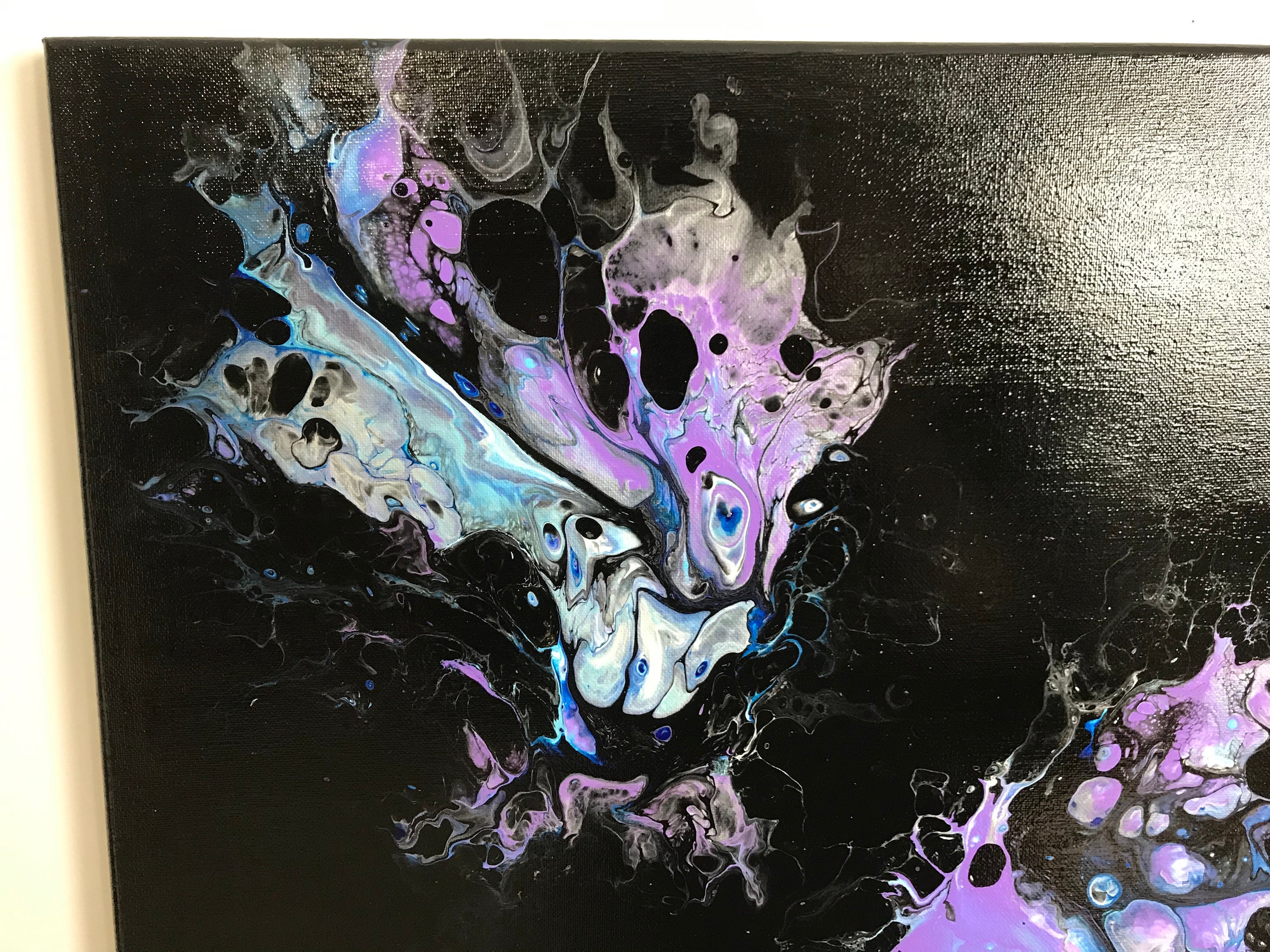 Dutch Pour on Black Background Fluid Art - Etsy
