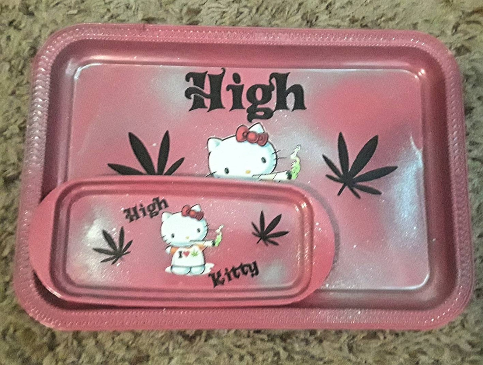 High Kitty Rolling Tray Set Stoned Kitty Hello Kitty Tray Etsy