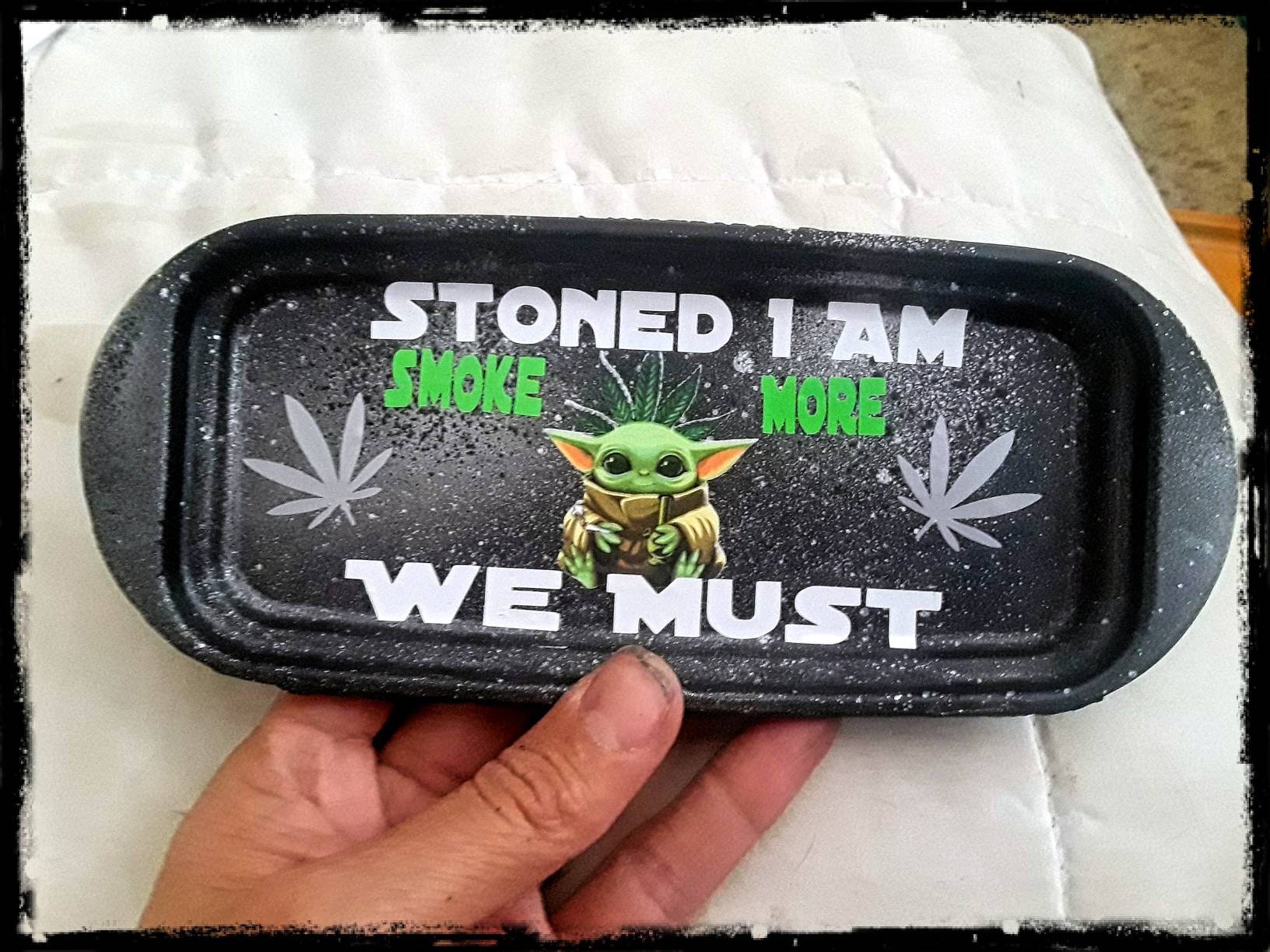 Rolling Tray Baby Yoda Rolling Tray Stoned I Am Smoke More Etsy