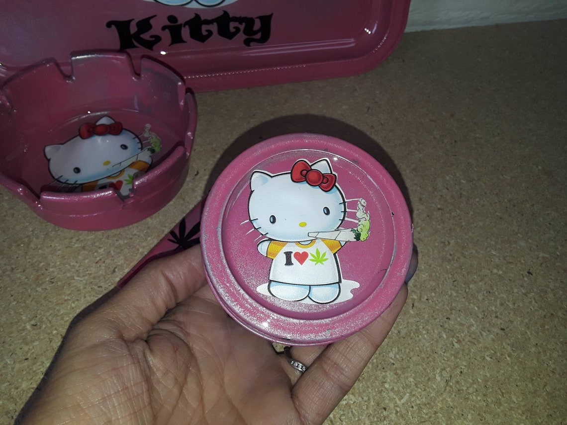 High Kitty Rolling Tray Set Stoned Kitty Hello Kitty Tray Etsy