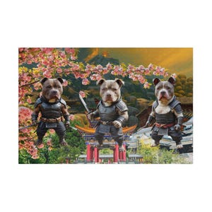 Pitties Samurai Puzzle, Artistic Dog Samurai Puzzle | Fun Pet Lover Gift, Unique Home Decor, Family Game Night, Piece Together Joy