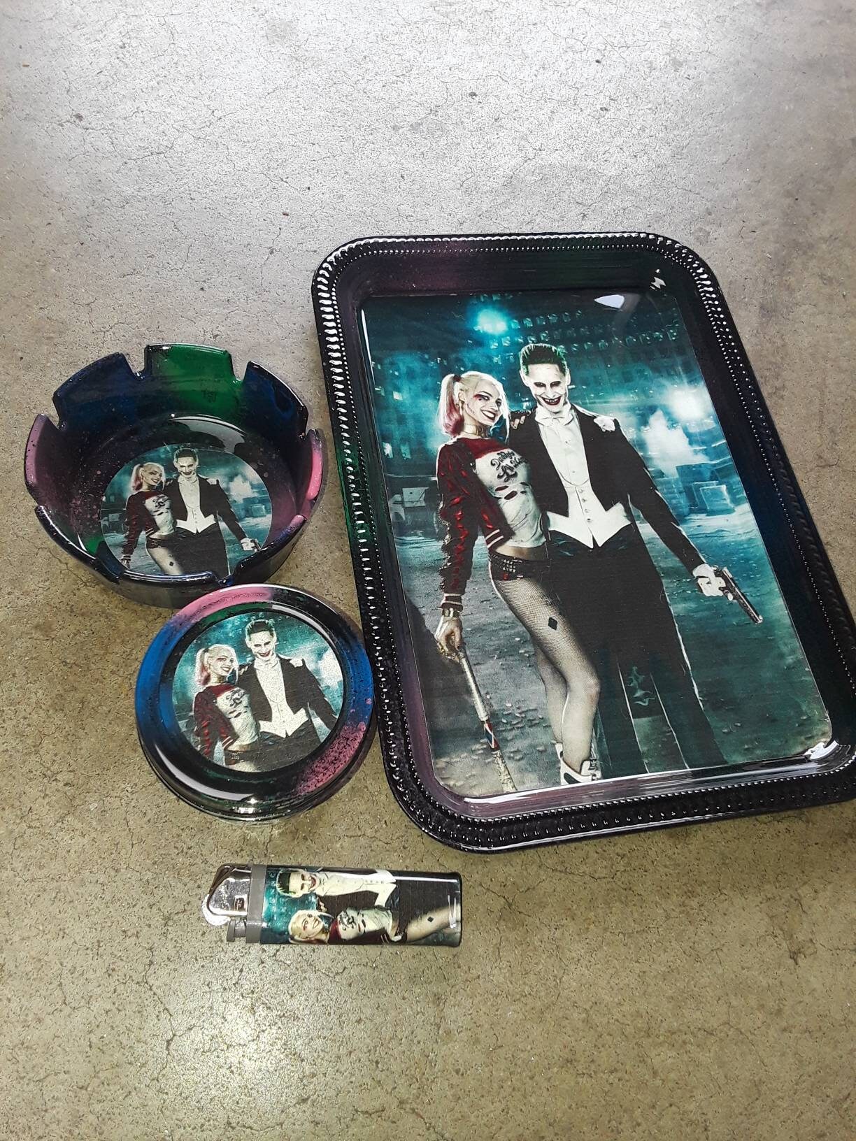 Rolling Tray Harley Quinn and Joker Rolling Tray Rolling Etsy