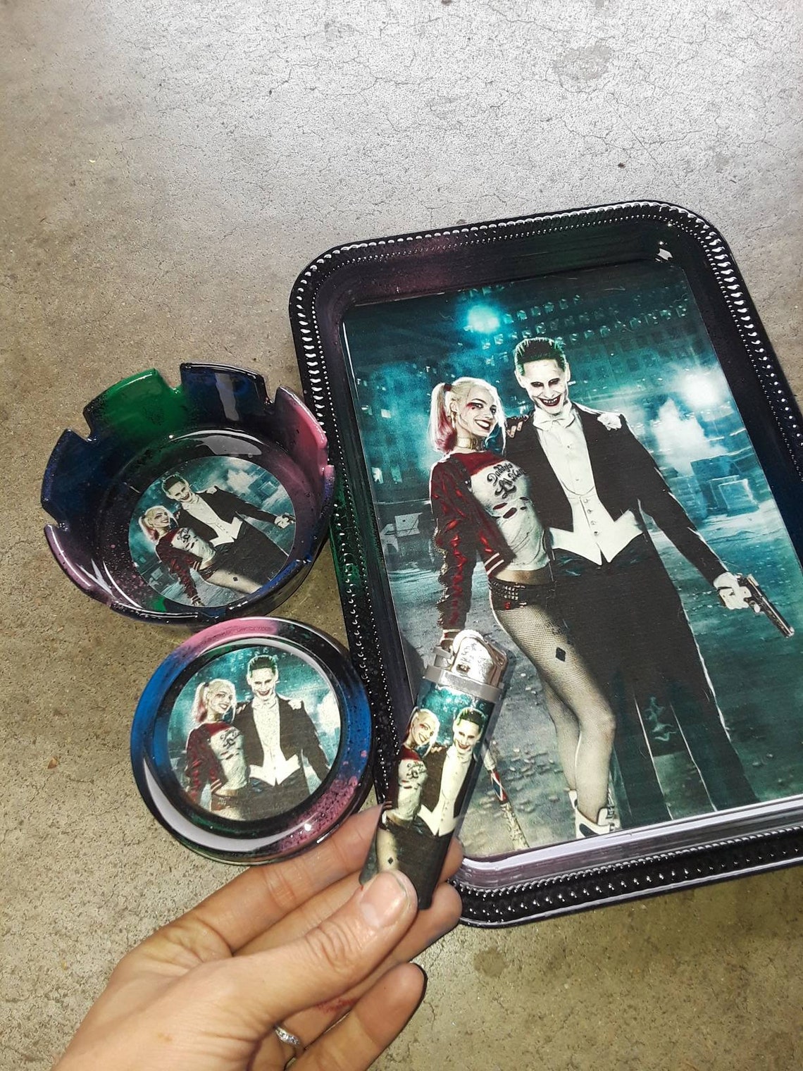 Rolling Tray Harley Quinn and Joker Rolling Tray Rolling Etsy