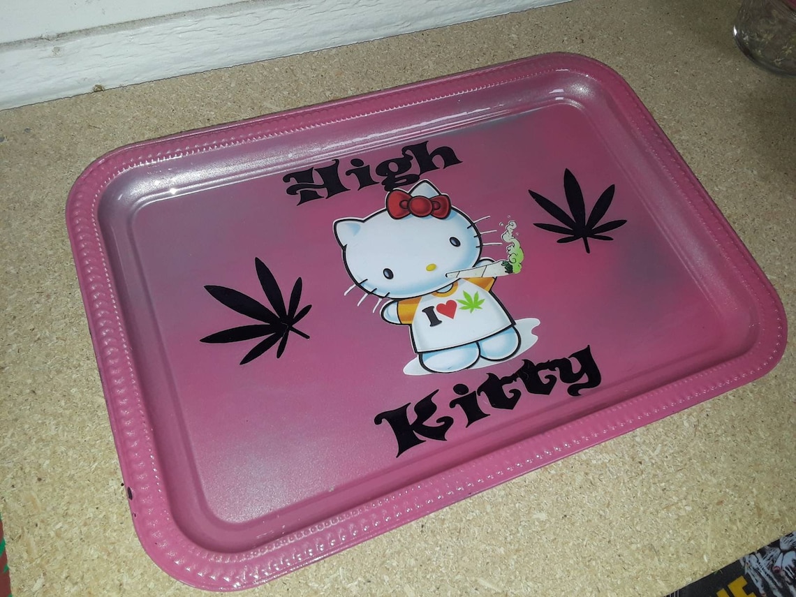 High Kitty Rolling Tray Set Stoned Kitty Hello Kitty Tray Etsy