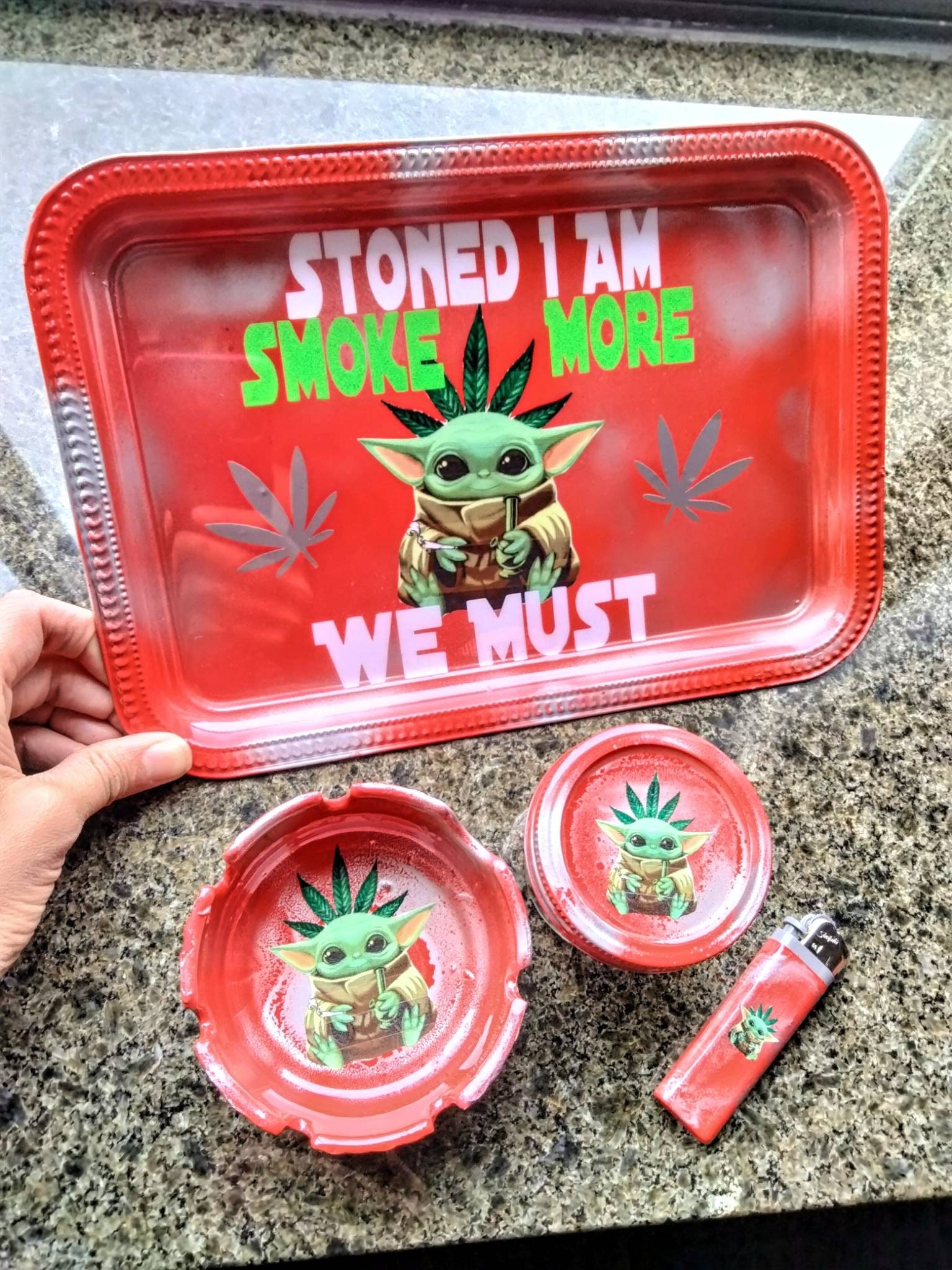 Rolling Tray Baby Yoda Rolling Tray Stoned I Am Smoke More Etsy