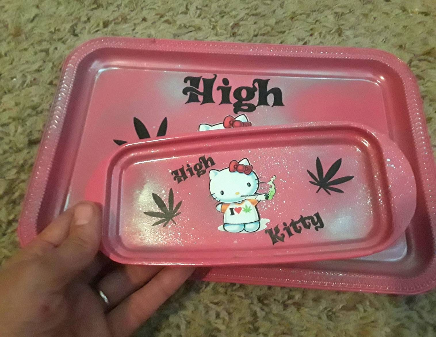 High Kitty Rolling Tray Set Stoned Kitty Hello Kitty Tray Etsy