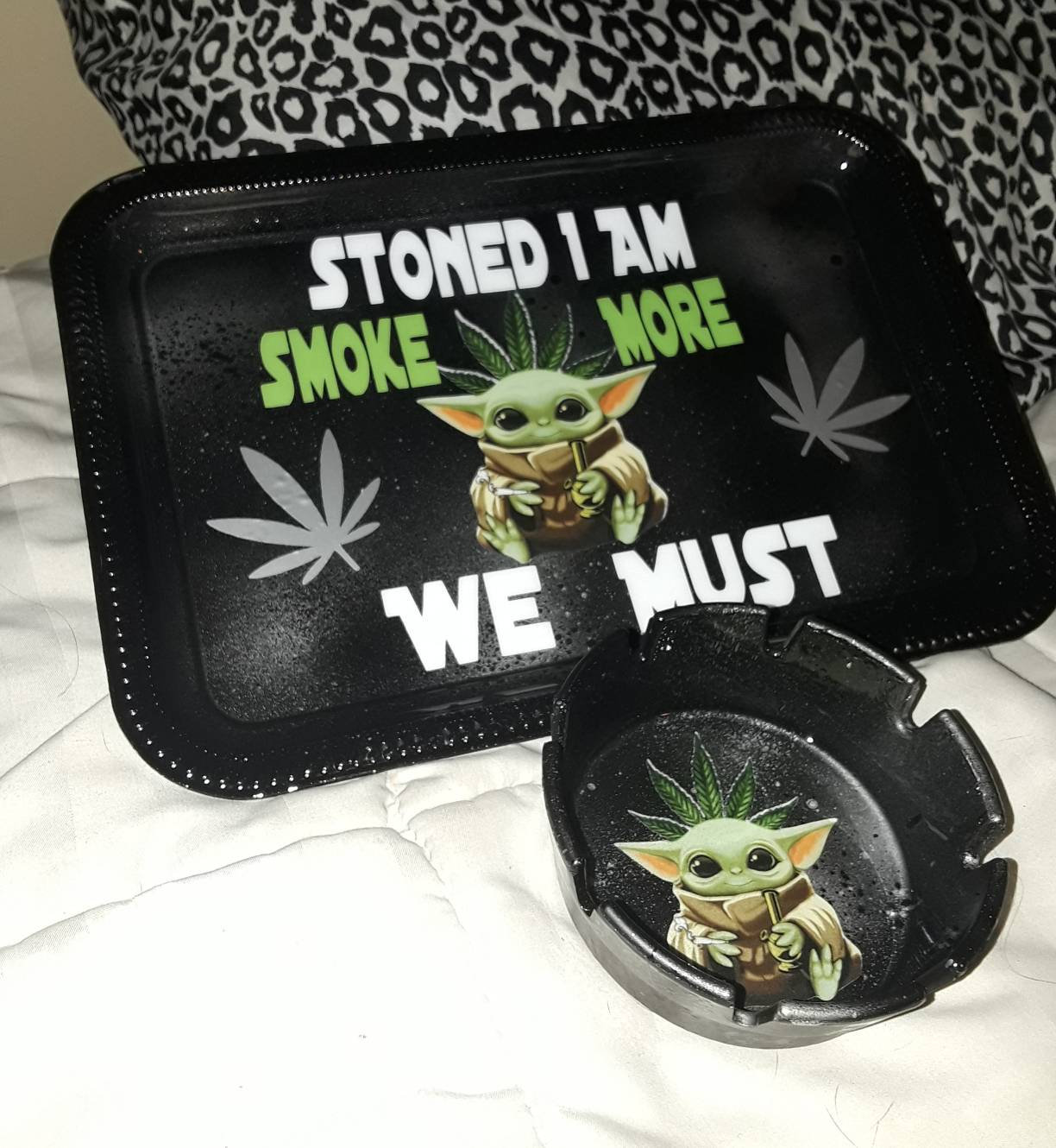 Rolling Tray Baby Yoda Rolling Tray Stoned I Am Smoke More Etsy