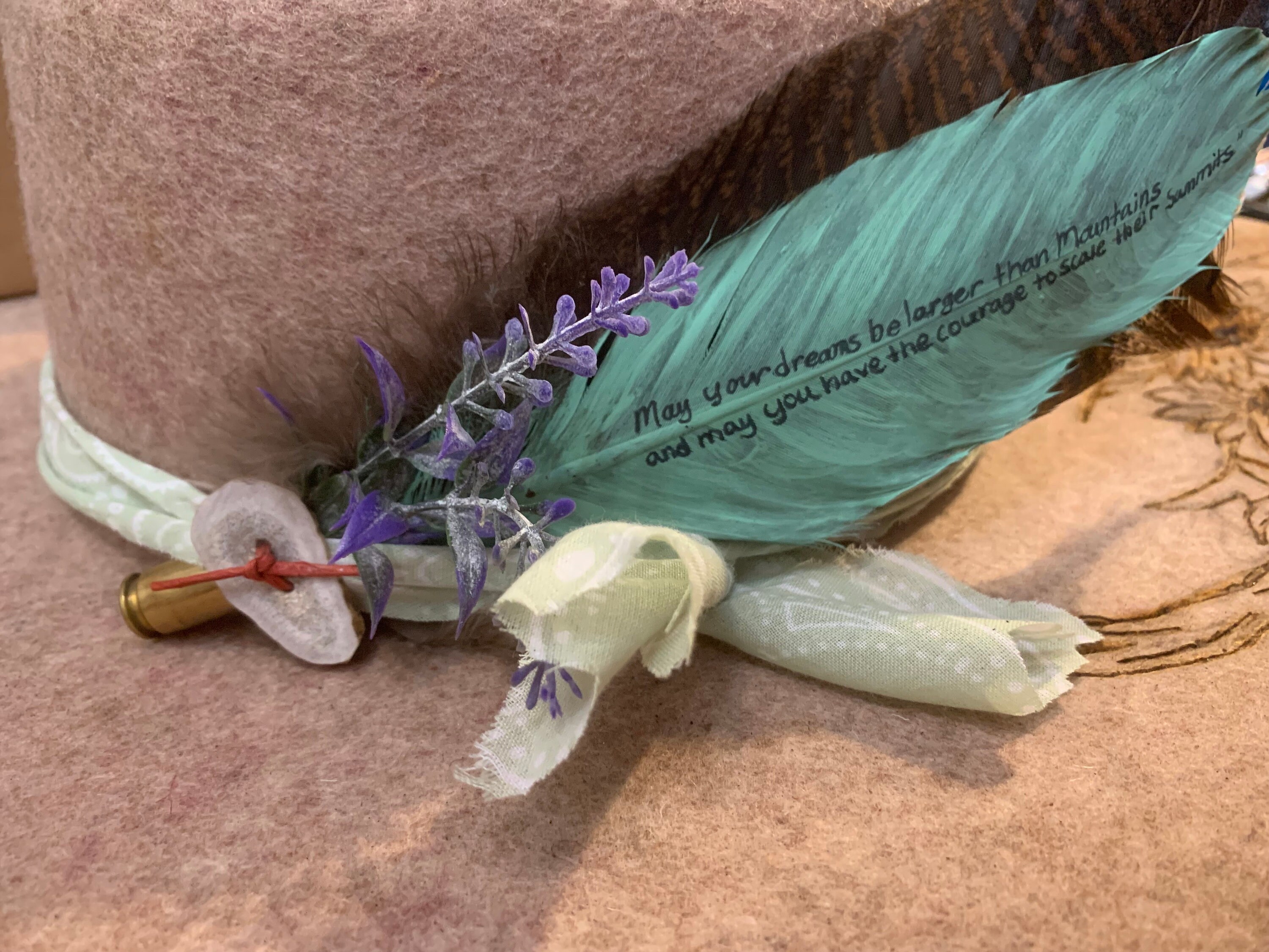 Western Style Large Brim Hat Burned Deer Horn and Flower Etsy