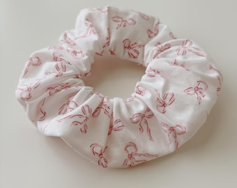 Pink Bow Scrunchie: Adult Boho Hair Tie