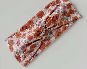 Adult Multi Flower Headbands, Seed and Root Hair Accessories, Headband, Hair Accessories, Comfortable Headbands, Pink, Orange, Floral