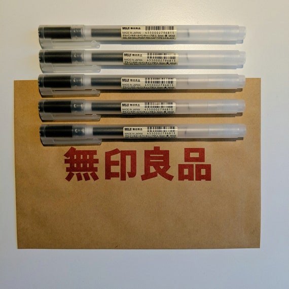 Confezione da 5 penne Muji Japan Gel Ink Click Cap nero blu 0,38 mm 0,5 mm  -  Italia