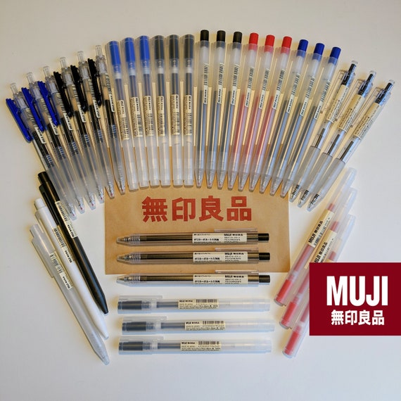 5 Pack Muji Pens Japan Gel Ink Click Cap Black Blue 0.38mm 0.5mm