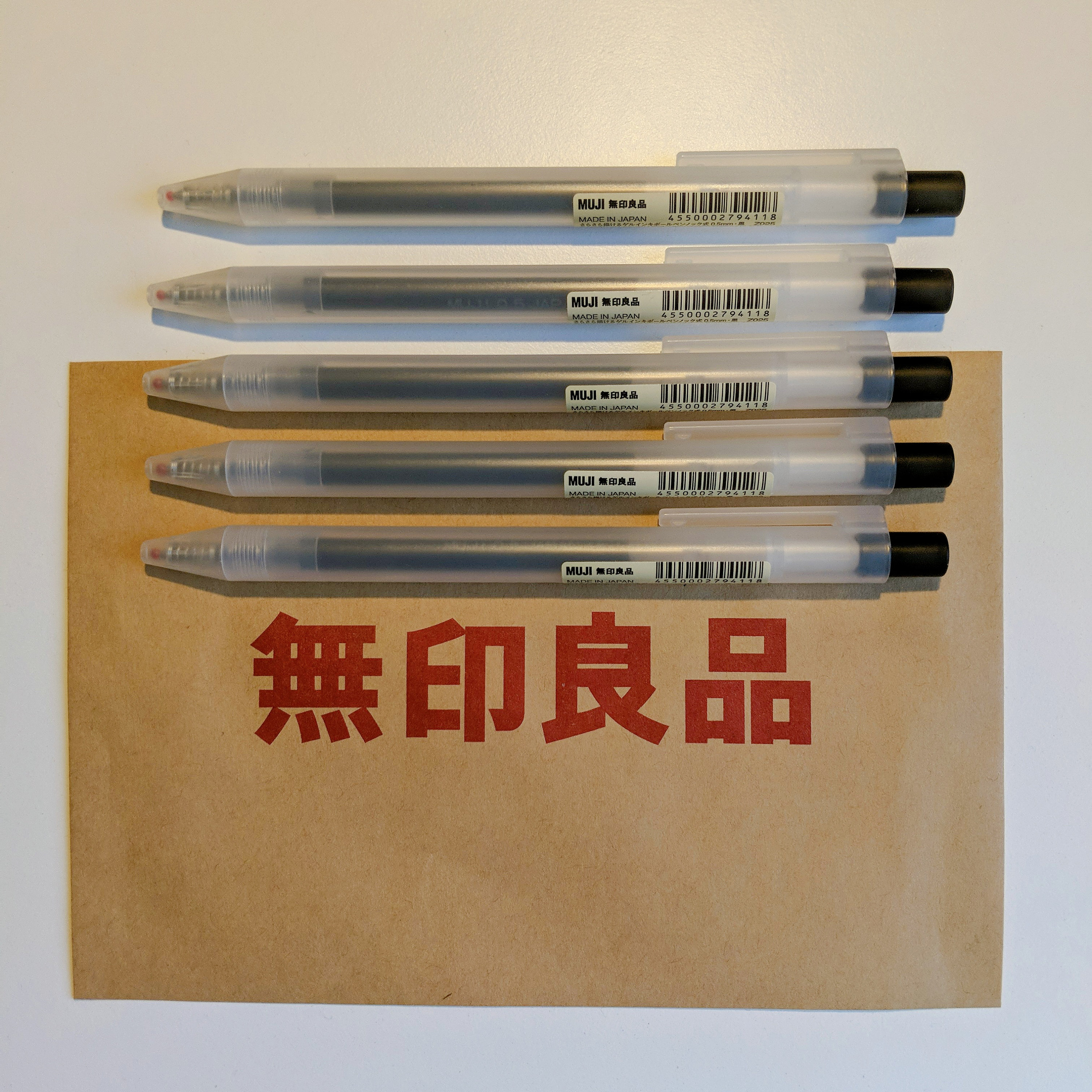 Confezione da 5 penne Muji Japan Gel Ink Click Cap nero blu 0,38 mm 0,5 mm  -  Italia