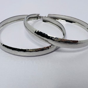 Große 4-Zoll-Creolen - Chunky Silber Creolen -Silber Ton HOOPS