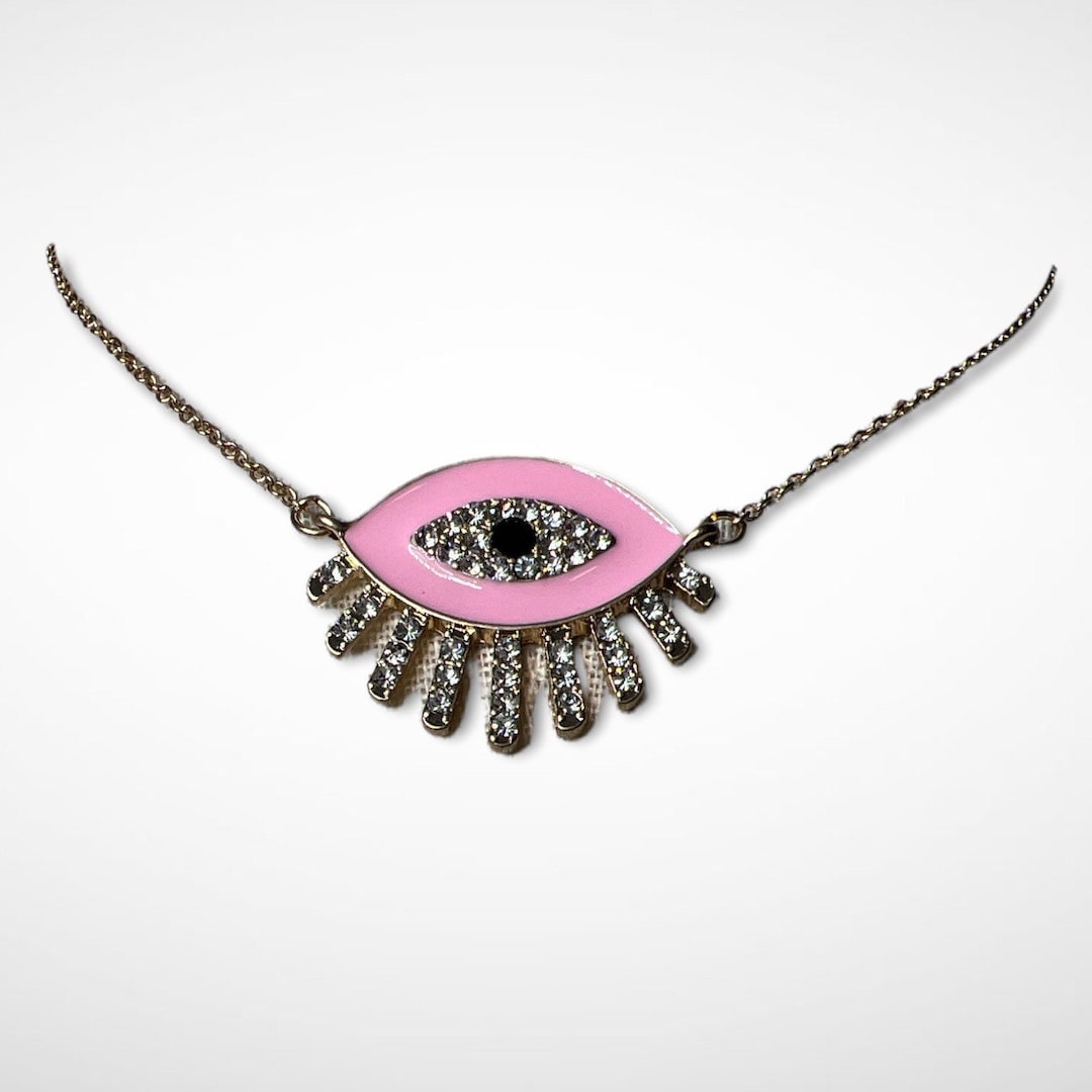 Evil Eye Rhinestone Pink Evil Eye Necklace, Evil Eye Rhinestone Pendant Necklace Gift for ...