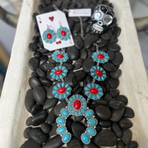 Squash Blossom Howlite Turquoise Navajo beaded necklace