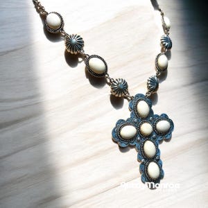 CROSS PENDANT NECKLACE  /Oversized Western Cross Necklace /Statement  Cross Necklace /
