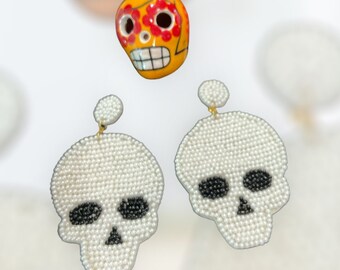 DIA de LOS MUERTOS  Beaded Sugar Skull Earrings Earrings, Skeleton Earrings, Skull Earrings, Beaded Earrings, Gift for Her, Gift Ideas,