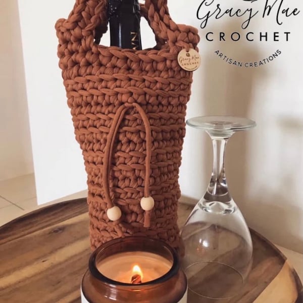 PATTERN Crochet Wine Spirits Tote Bag EASY gift idea