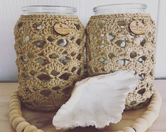 PATTERN Crochet mason Jar cover Boho Shells