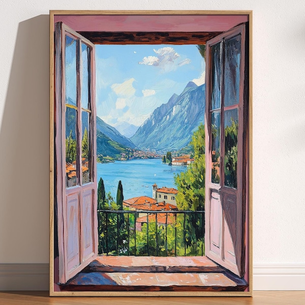 Open Window Henri Matisse Print, Henri Matisse Style Fauvism Painting, Modern Exhibition Print, Patio Doors Italy Mediterranean, Lake Como