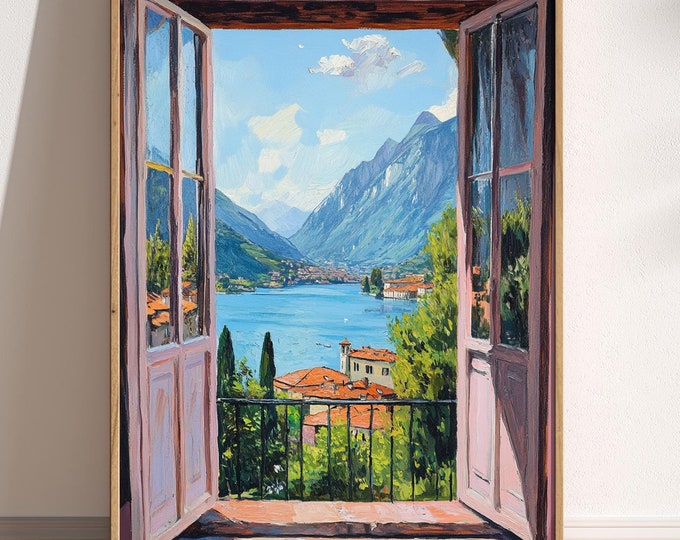 Open Window Henri Matisse Print, Henri Matisse Style Fauvism Painting, Modern Exhibition Print, Patio Doors Italy Mediterranean, Lake Como