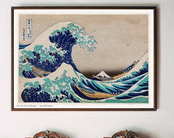 葛飾北斎作「神奈川沖浪裏」、木版画、ジクレー、版画、富士山、浮世絵
