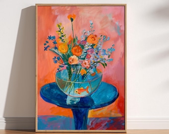 Matisse Style Fishbowl Flowers Print: Fauvism Art