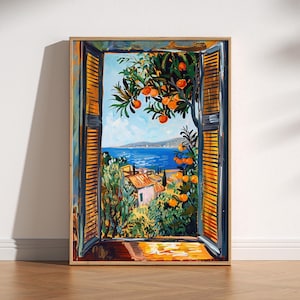 Open Window Henri Matisse Print, Henri Matisse Style Fauvism Painting, Modern Exhibition Print, Mediterranean Sea, Orange Tree, Coastal View