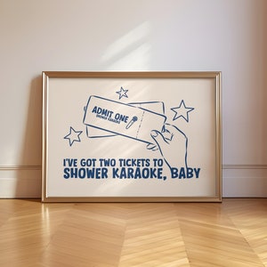 Dusche Karaoke Ticket Print, lustige Badezimmer Kunst, coole trendige Retro Kunst, En-Box-Print, Haus Wandkunst, lustiges singen Poster für Badezimmer