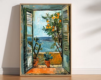 Open Window Henri Matisse Print, Henri Matisse Style Fauvism Painting, Modern Exhibition Print, Mediterranean Sea, Retro Vintage Poster